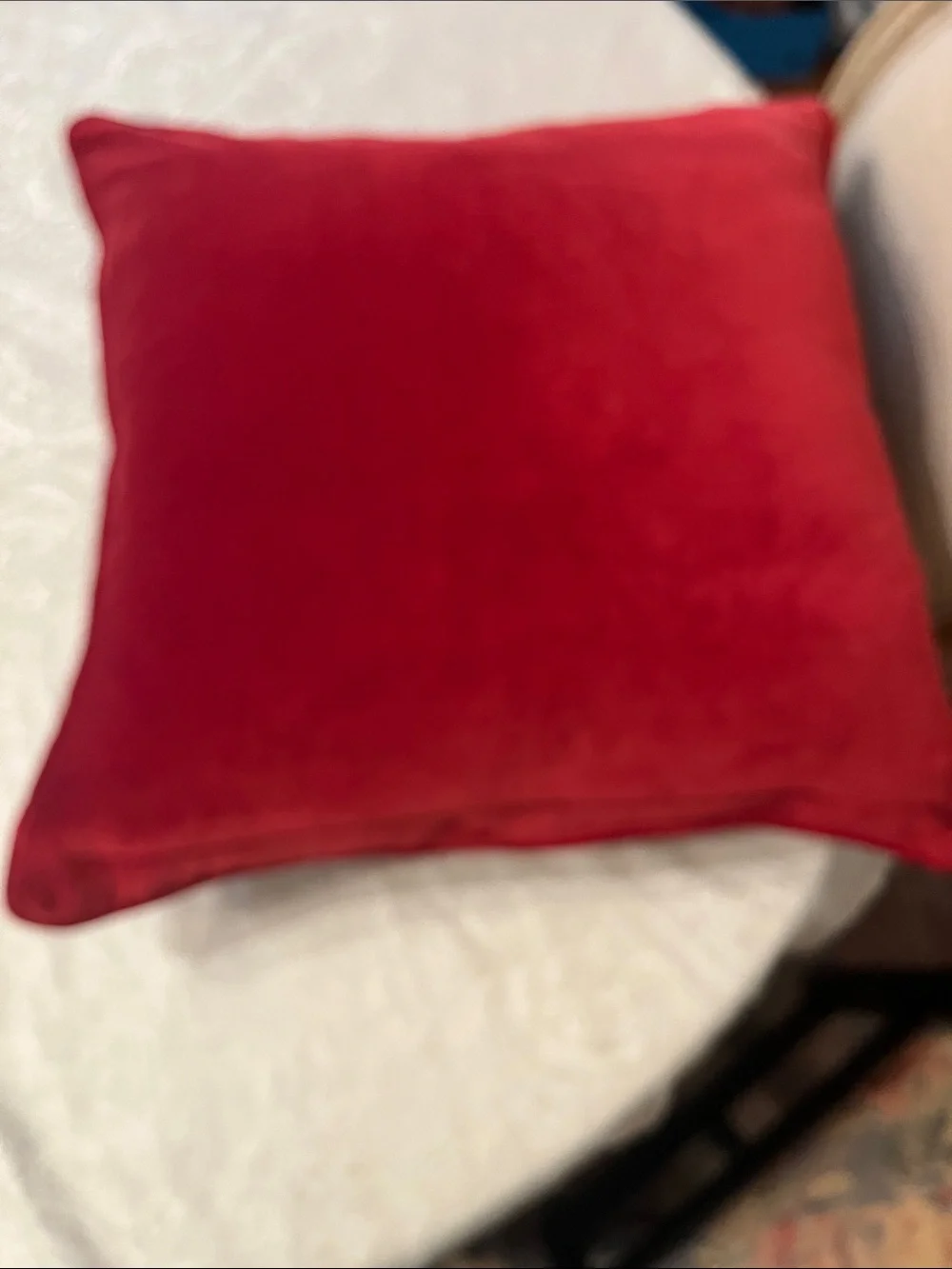 Pottery Barn Beige Holiday Tree Pillow Red Piping Gold Accents Cotton Canvas EUC